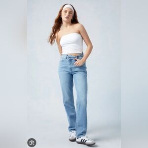 PacSun Dad Jeans With Asymmetrical/Criss Cross Waistband